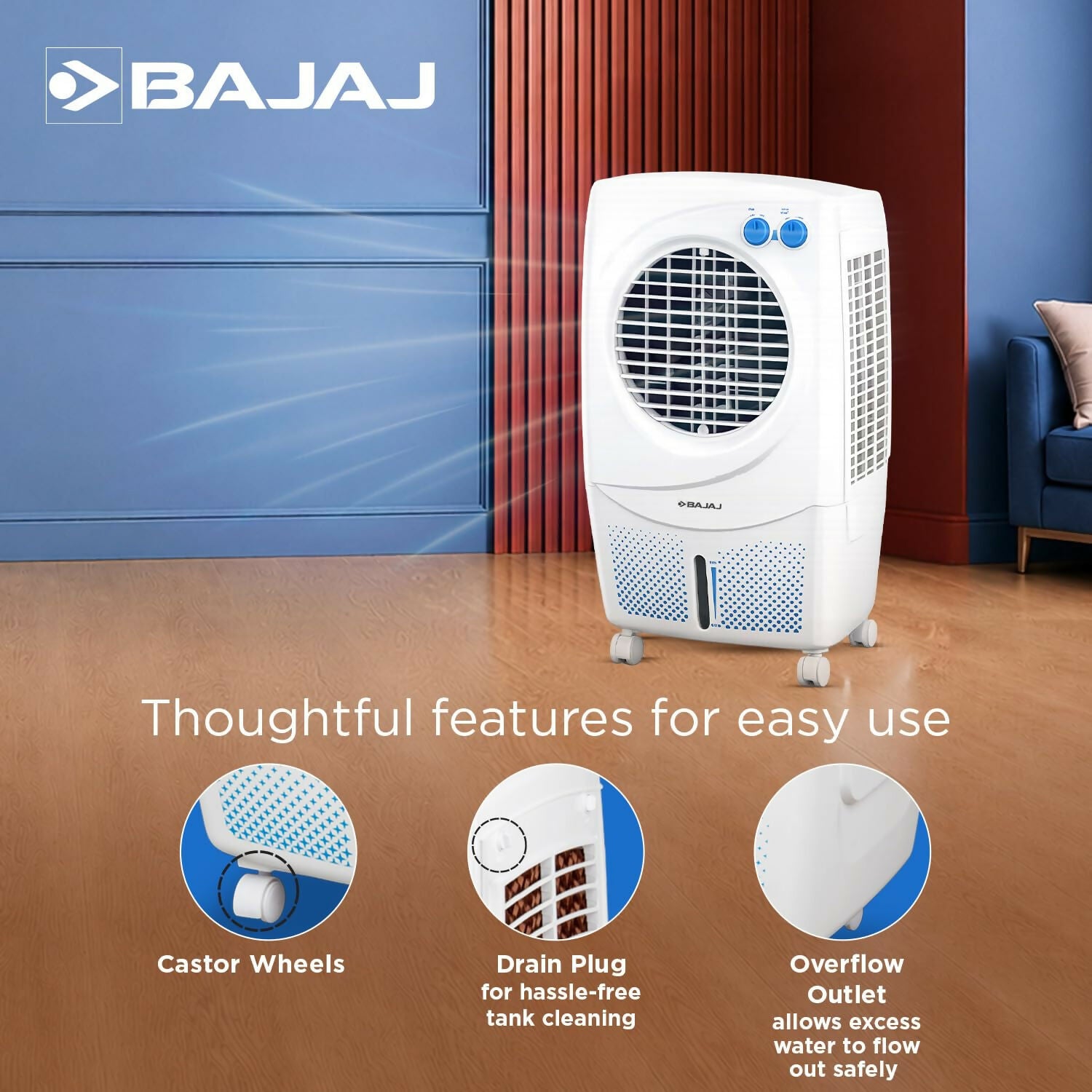 BAJAJ 36 L Room/Personal Air Cooler (White, PX97 TORQUE NEW)