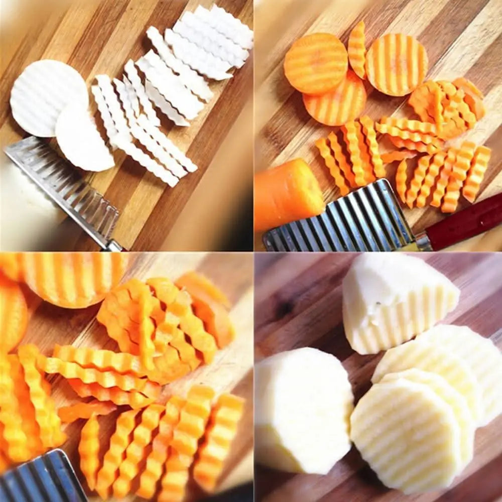 Stainless Steel Vegetable Salad Chopping Knife Crinkle Cutters HP DD