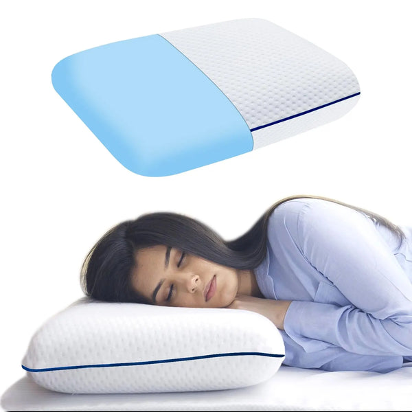 Sleepsia Orthopedic Cooling Gel Memory Foam Pillow | Cervical Pillow for Neck and Shoulder Pain Relief Support Bed Sleeping (Standard,Blue Piping)