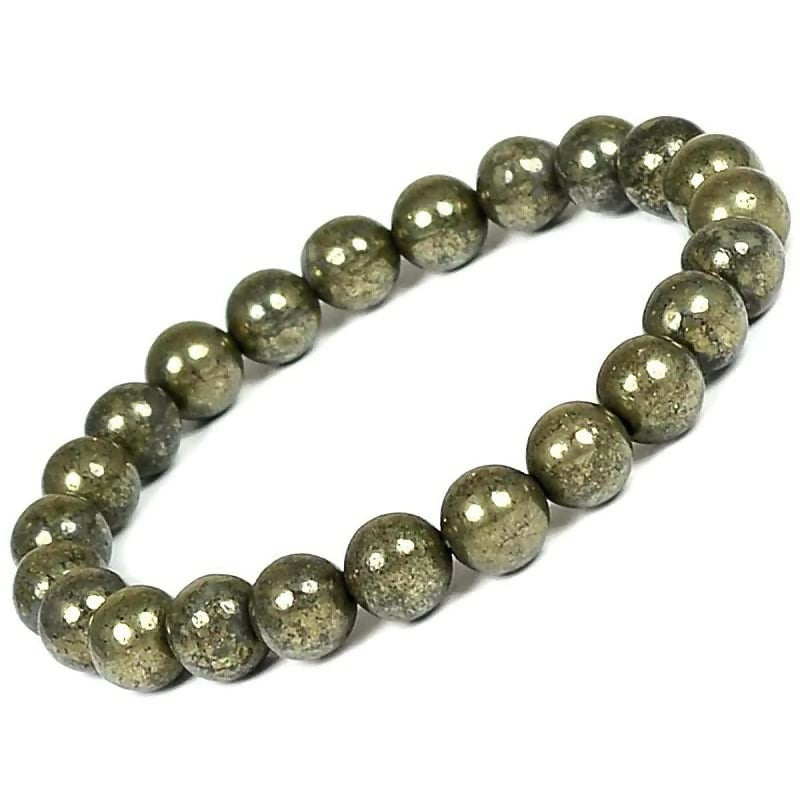 Natural Pyrite Stone Energy Bracelet for Wealth, Protection & Positive Energy – Stretchable Crystal Beaded Bracelet for Men & Women