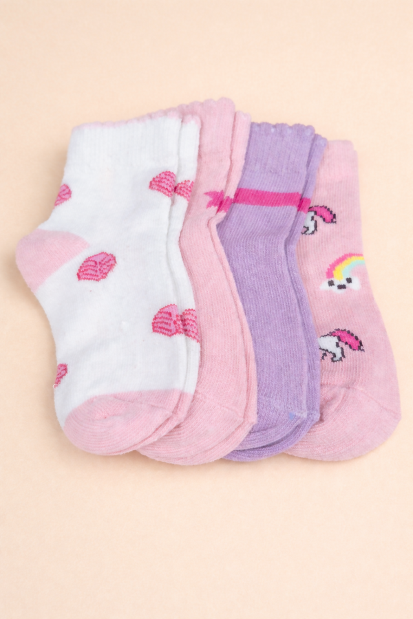 Baby Girl Cute Heart Unicorn Printed Cotton Ankle Socks Soft Daily Wear RITEX OVERSEAS