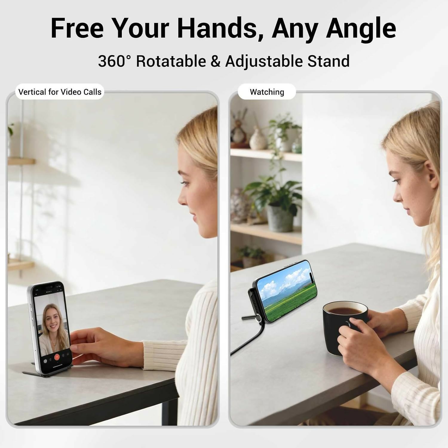 240W USB to USB-C Fast Charging Cable with 360° Adjustable Foldable Metal Stand | 4.9 FT Braided Cable | Fast Charging & Data Sync