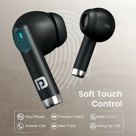Portronics Twins S18 Pro in Ear TWS Earbuds with 30H Playtime, in Built HD Mic, Game/Music Mode, 13mm Dynamic Driver, Low Latency, Touch Control, Type C Fast Charging, Light Weight, Comfy Fit(Black)