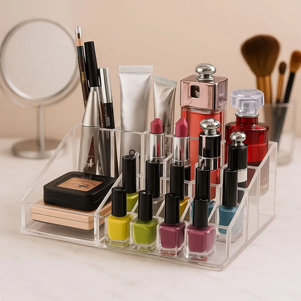 16-Compartment Transparent Makeup Organizer Box HP DD