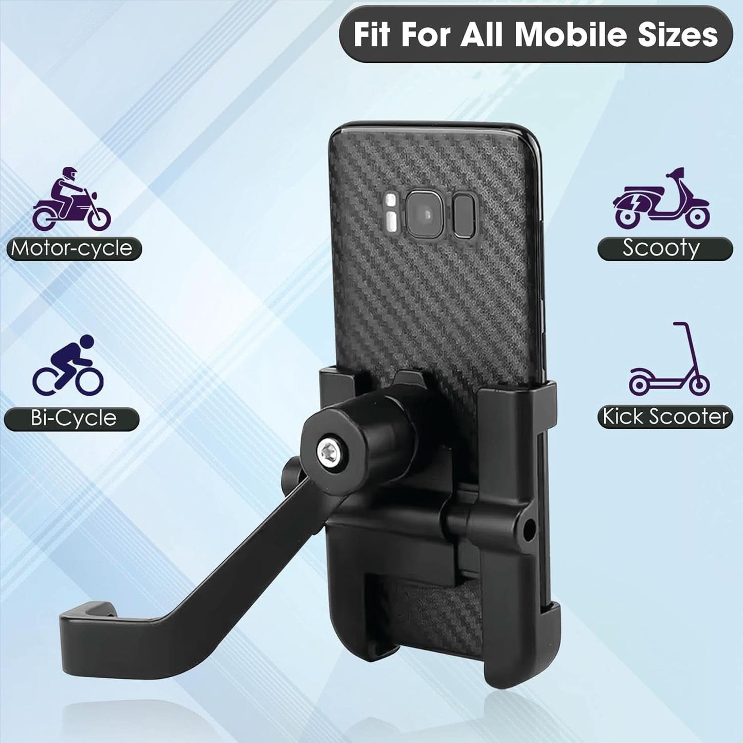 Full Metal 360° Rotating Bike & Scooty Mobile Holder Stand