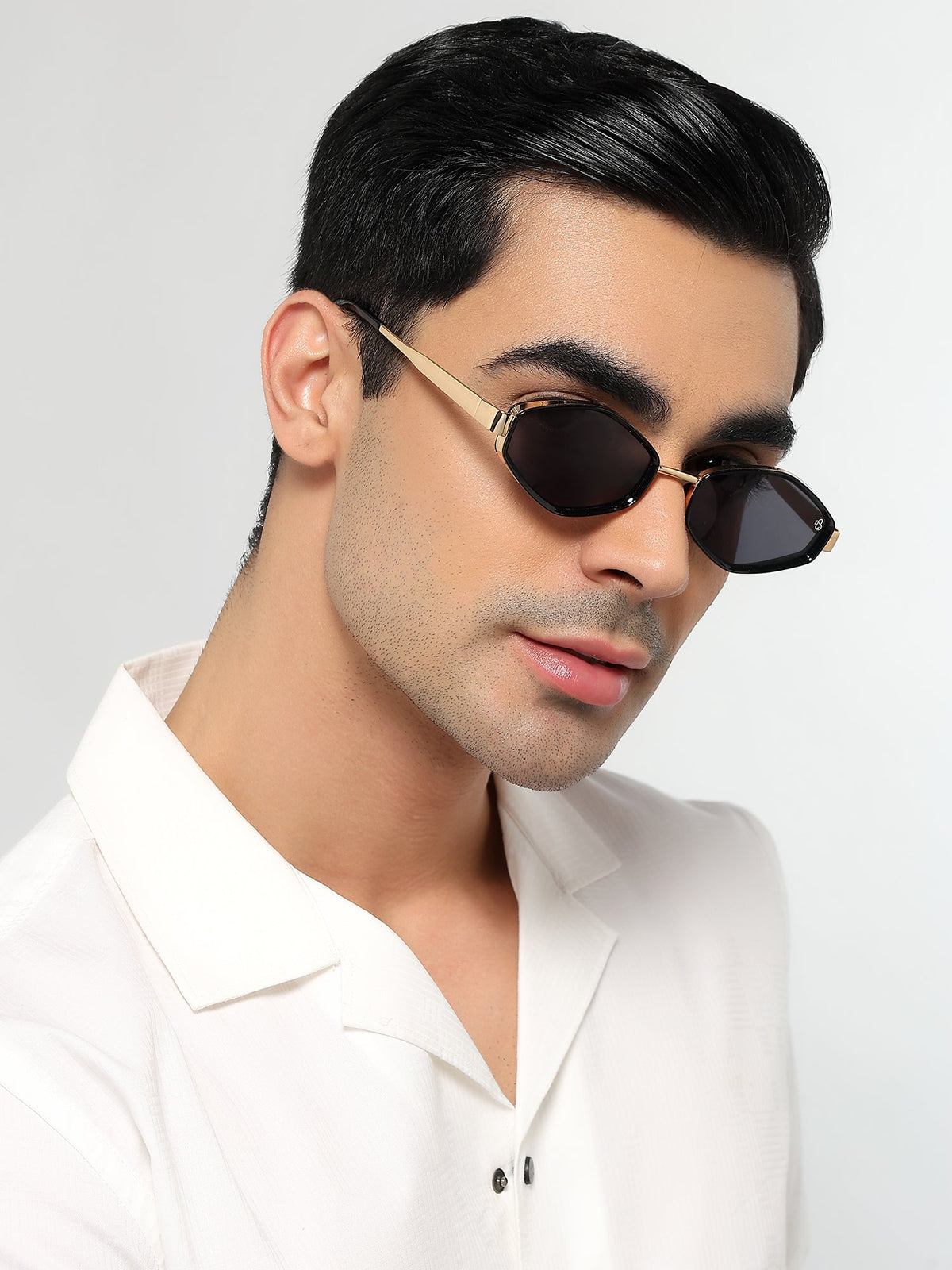 Hunter Golden & Black Hexagonal Sunglasses for Men and Women - view 2