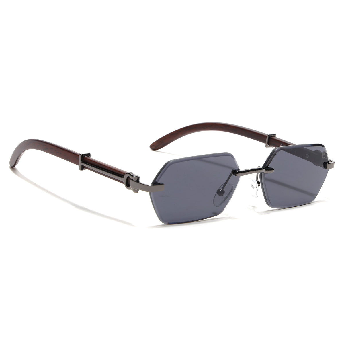 Essence Steel Gun Metal Rimless Sunglasses for Men and Women - view 2