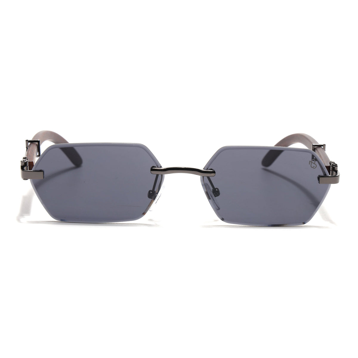 Essence Steel Gun Metal Rimless Sunglasses for Men and Women - view 5