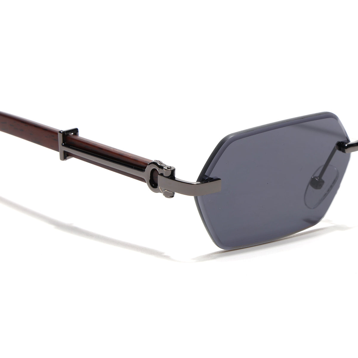 Essence Steel Gun Metal Rimless Sunglasses for Men and Women - view 4