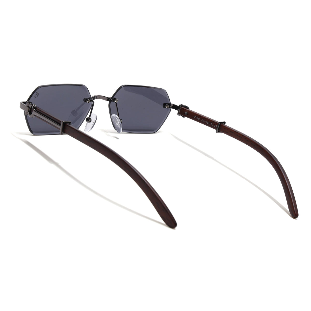Essence Steel Gun Metal Rimless Sunglasses for Men and Women - view 6