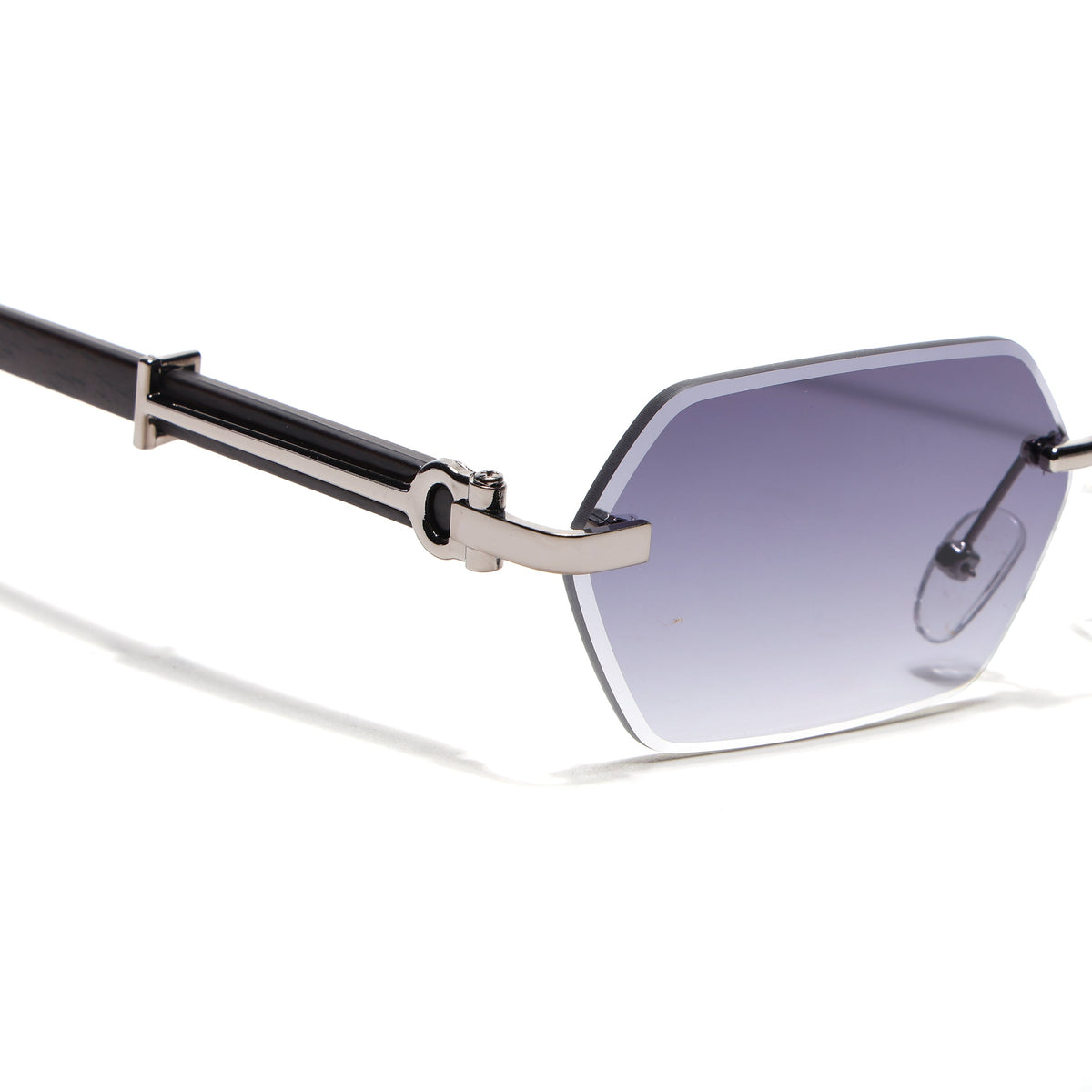 Essence Steel Silver Rimless Sunglasses for Men and Women - Style 2561 - view 4