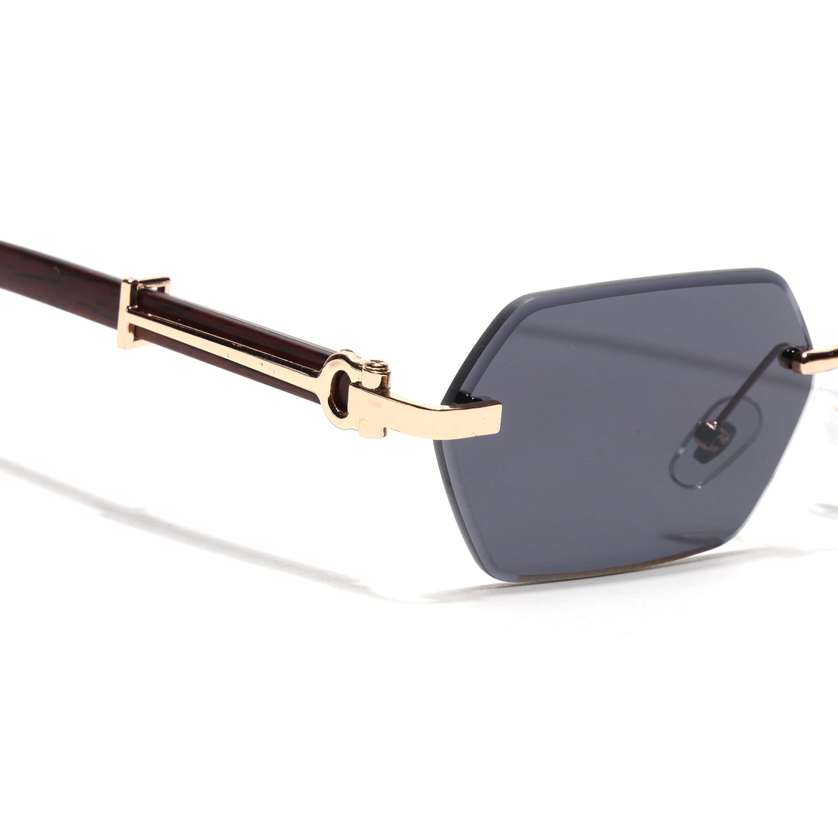 Essence Steel Golden Rimless Sunglasses for Men and Women - Style 2563 - view 4