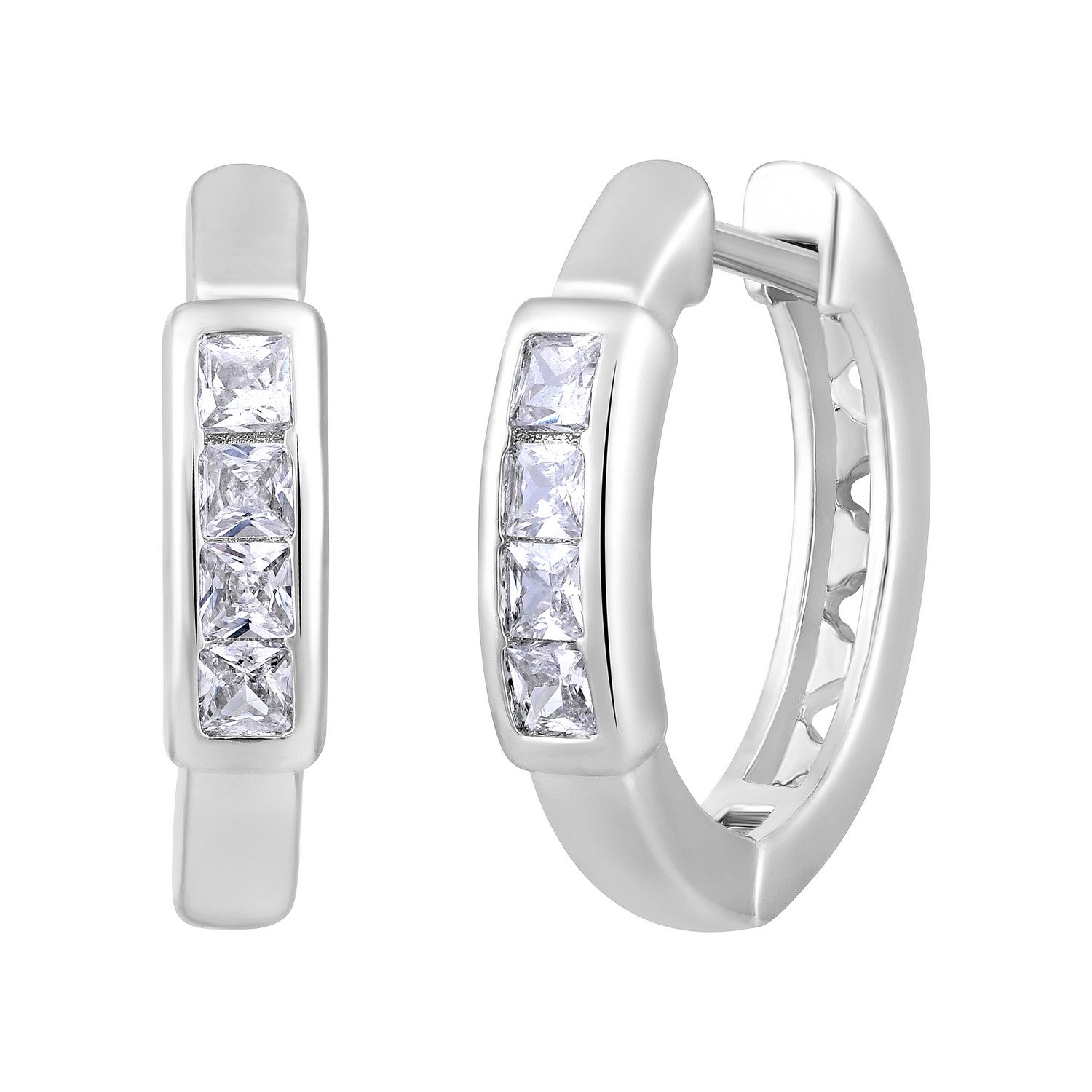Jazz And Sizzle Silver-Plated & White Circular Crystals Hoop Earrings
