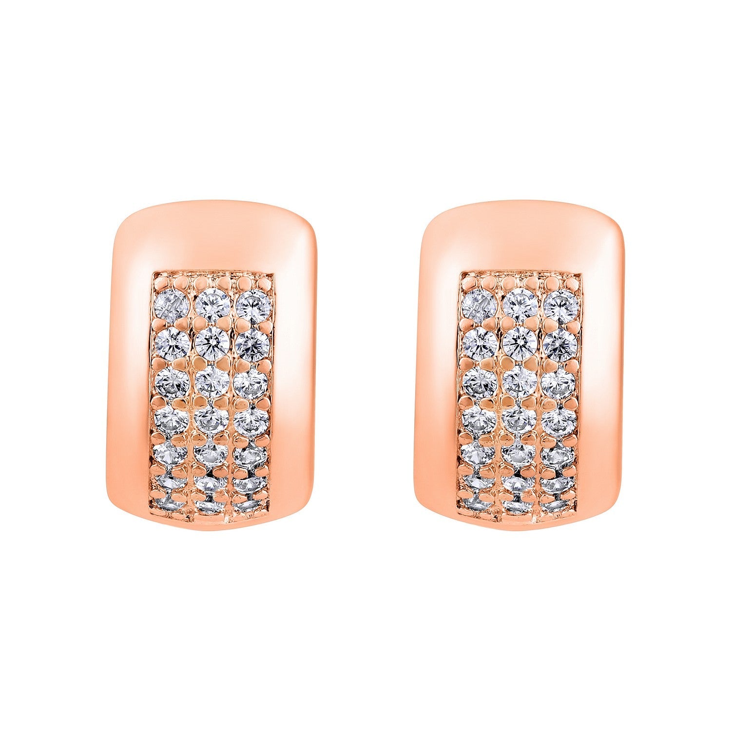 Jazz And Sizzle Rose Gold-Toned Crystal Studded Circular Hoop Earrings