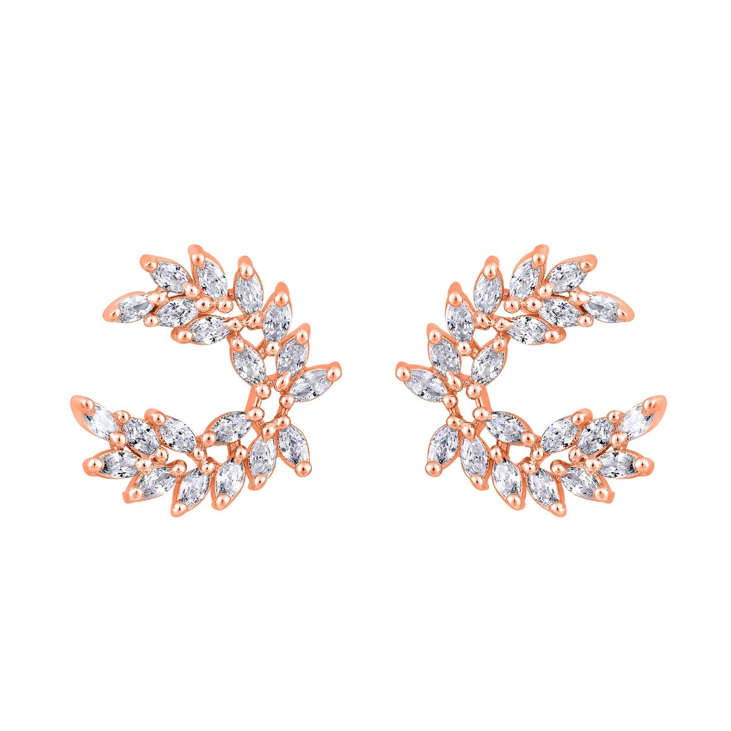 Jazz And Sizzle Rose Gold Plated CZ Studded Contemporary Studs
