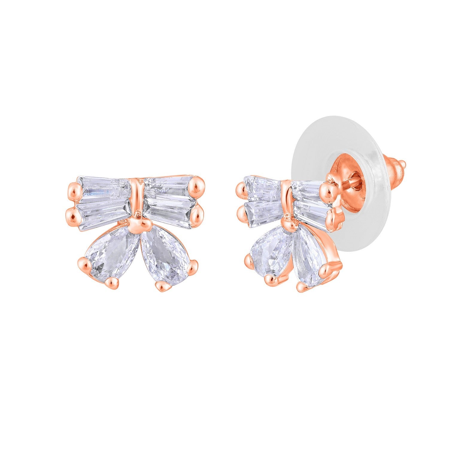 Jazz And Sizzle Rose Gold Plated American Diamond Studded Contemporary Studs