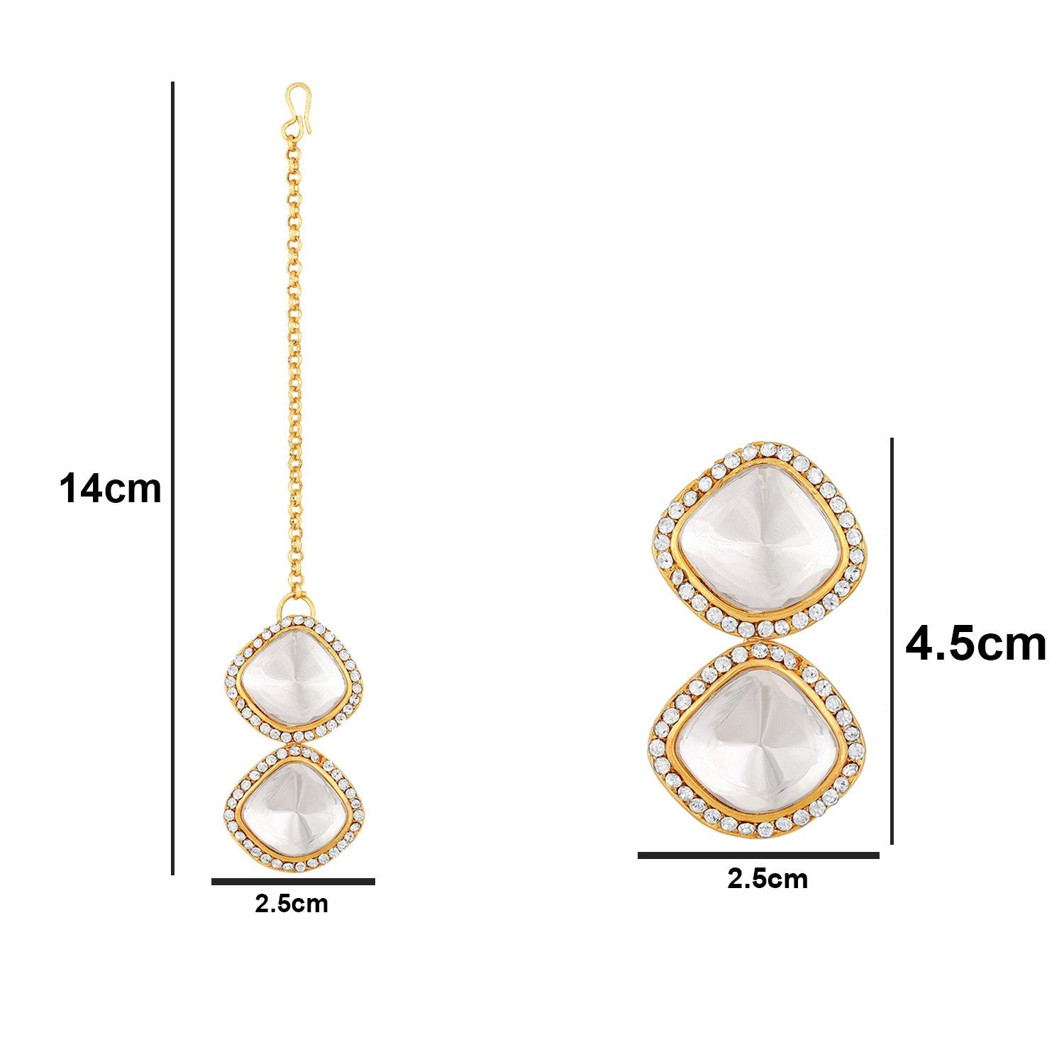 Jazz And Sizzle Gold-Plated Red & White Stone Studded Jewellery Set With Manngtikka