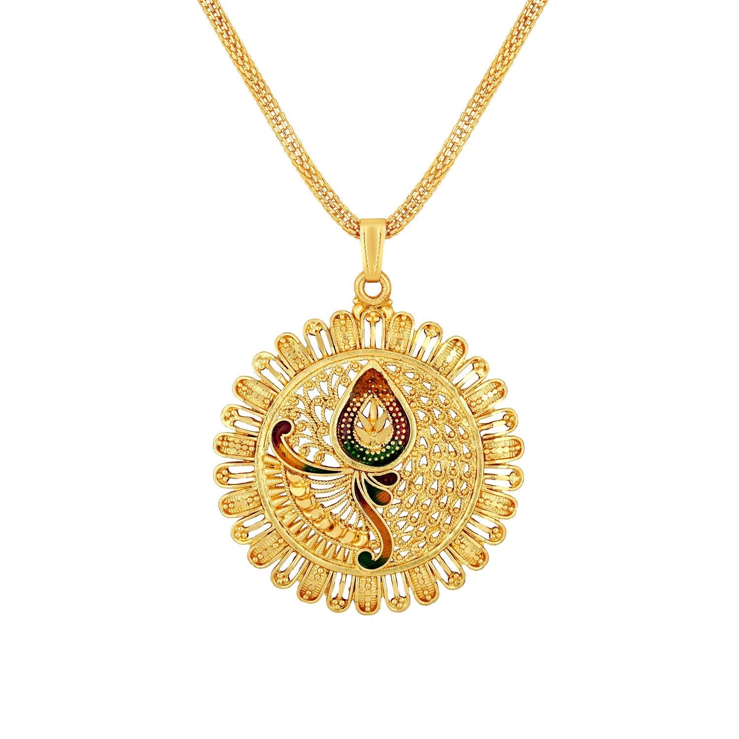 Jazz And Sizzle 22K Gold Plated Golden Beads & Pearl Drops Radha Krishna Temple Jewellery Set (Copy) (Copy) (Copy)