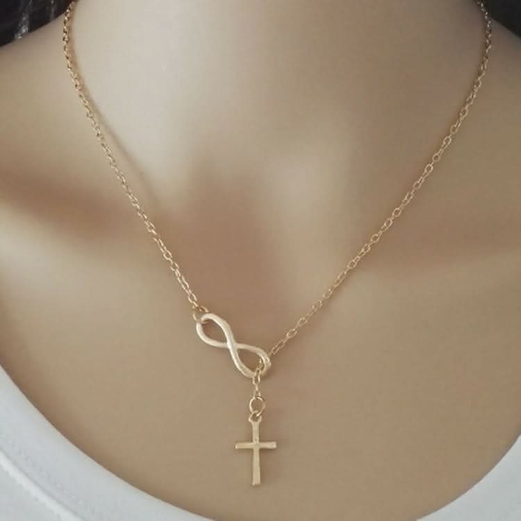Faith & Protection: Infinity Cross & Hamza Gold Necklace Set of 3 pinapes