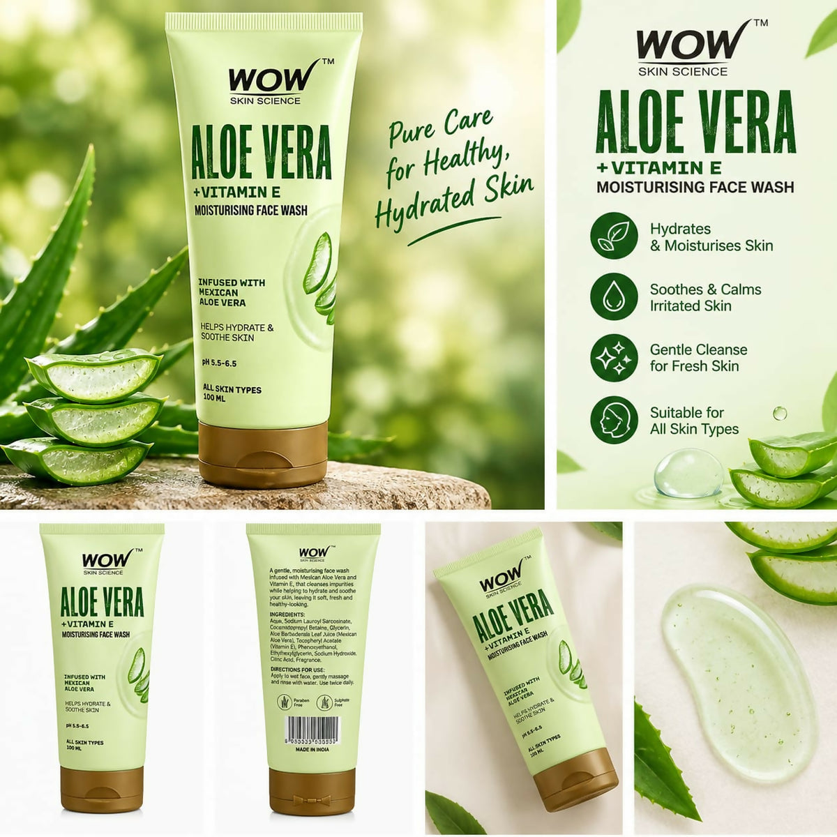 WOW Skin Science Aloe Vera, Vitamin E Moisturising Face Wash