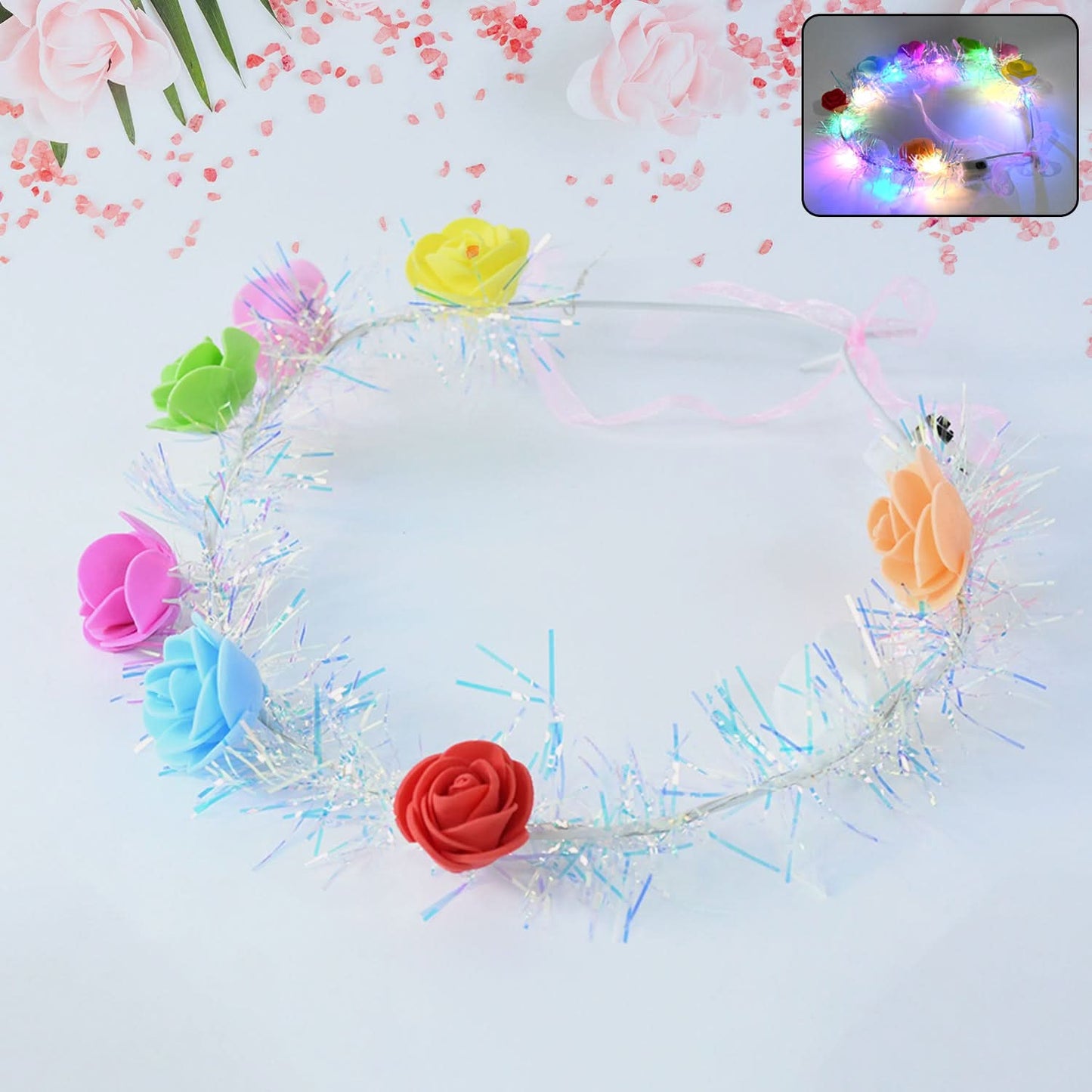 Led Flower Crown Headband Multicolor Light-up (1 Pc)