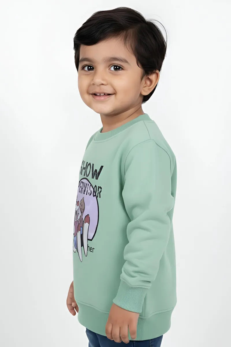 Tencel Printed Sweatshirt for Boys - Green - View 2