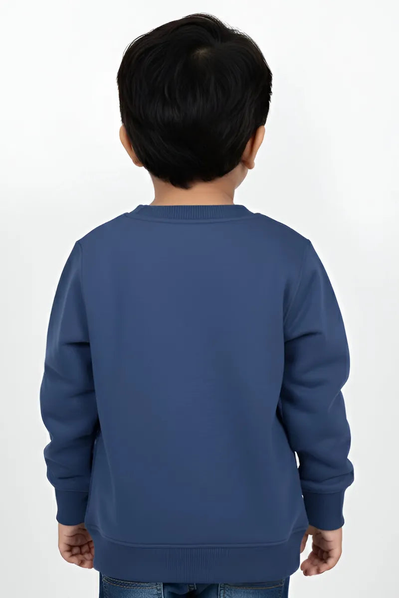 Tencel Printed Sweatshirt for Boys - Navy Blue - View 3