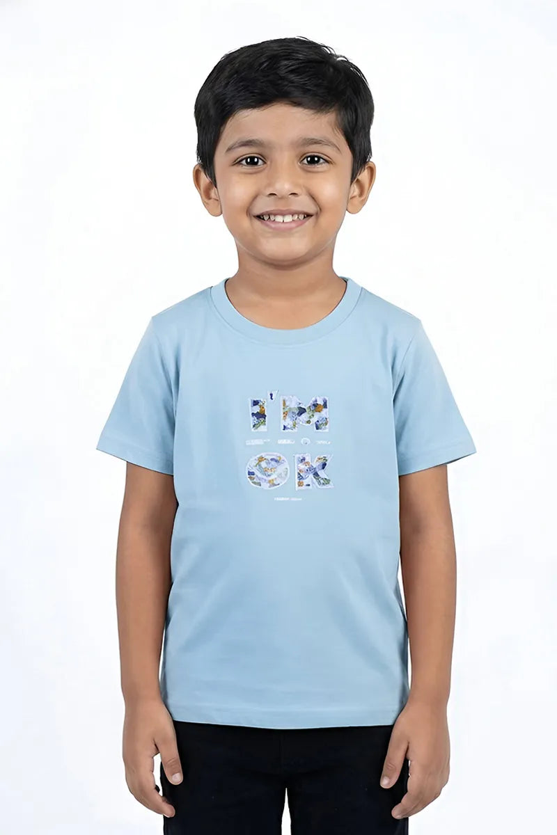 Tencel Printed T-Shirt for Boys - Light Blue - View 1