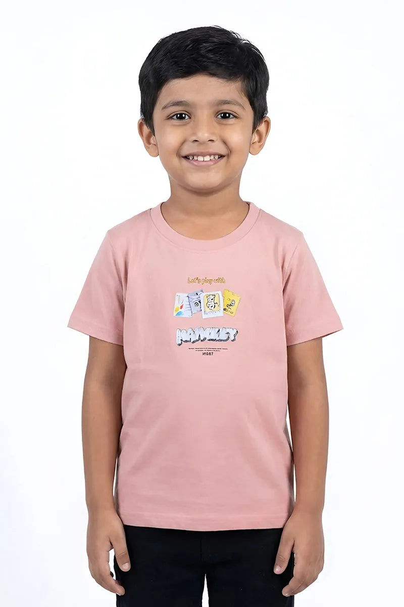 Tencel Printed T-Shirt for Boys - Light Brown - View 1