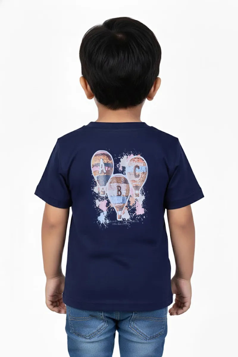 Tencel Printed T-Shirt for Boys - Dark Blue - View 2