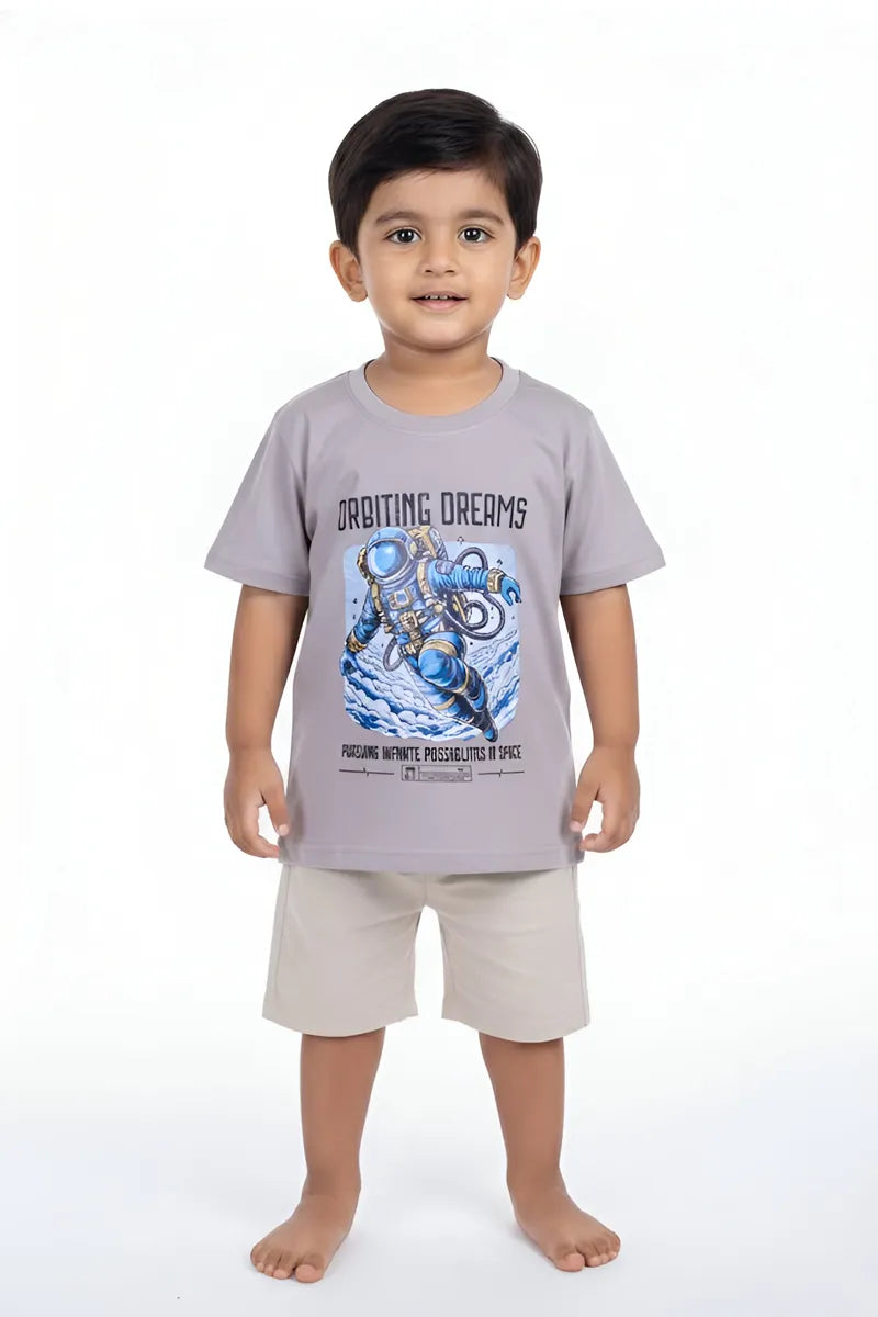 Tencel Printed T-Shirt for Boys - Grey - View 2