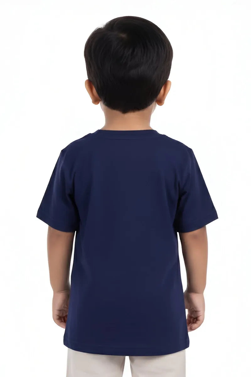 Tencel Printed T-Shirt for Boys - Navy Blue - View 5