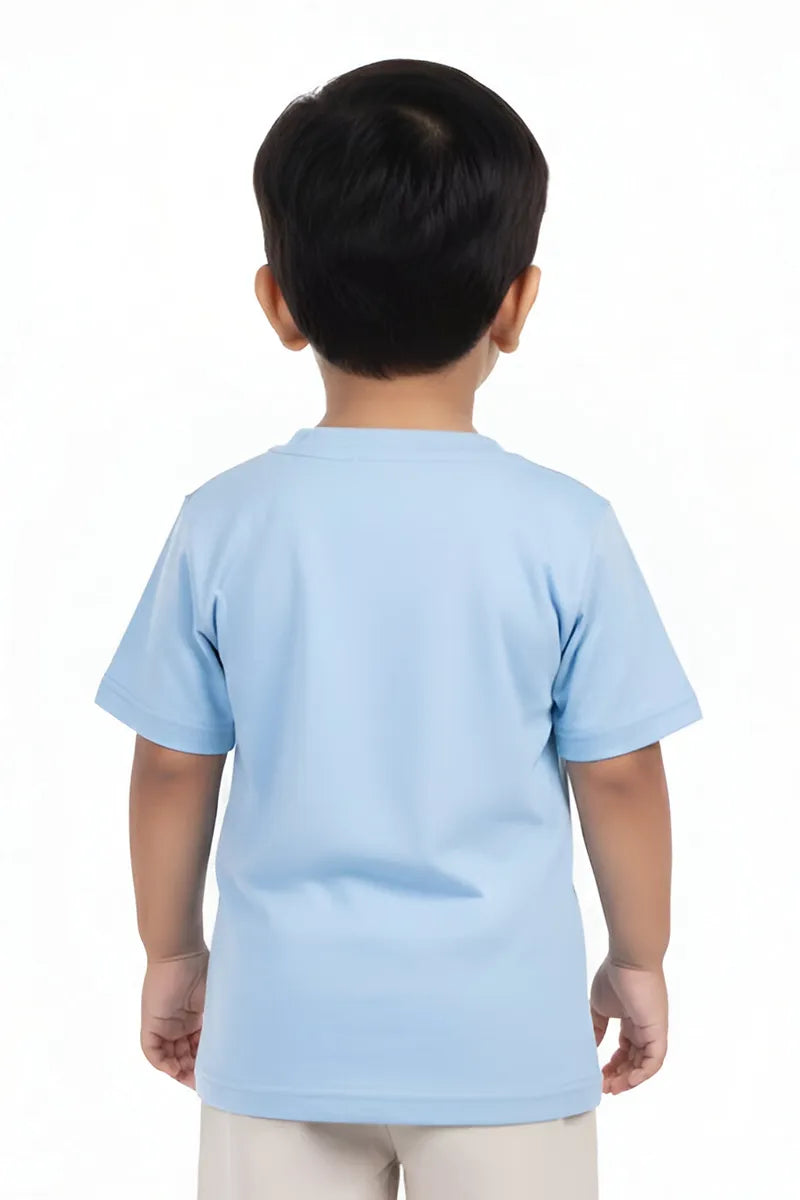 Tencel Printed T-Shirt for Boys - Light Blue - View 5