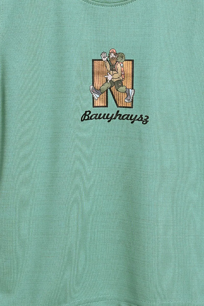 Tencel Printed T-Shirt for Boys - Green - View 3