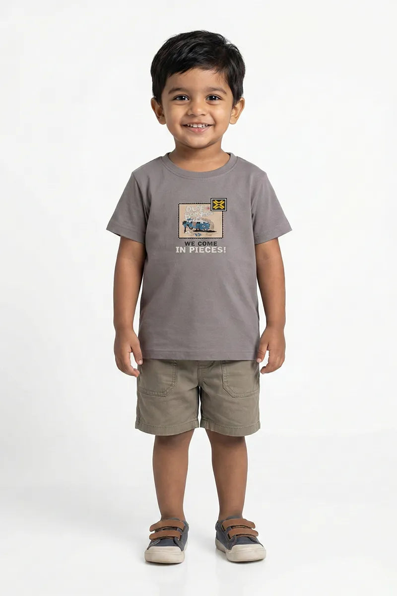 Tencel Printed T-Shirt for Boys - Grey - View 2