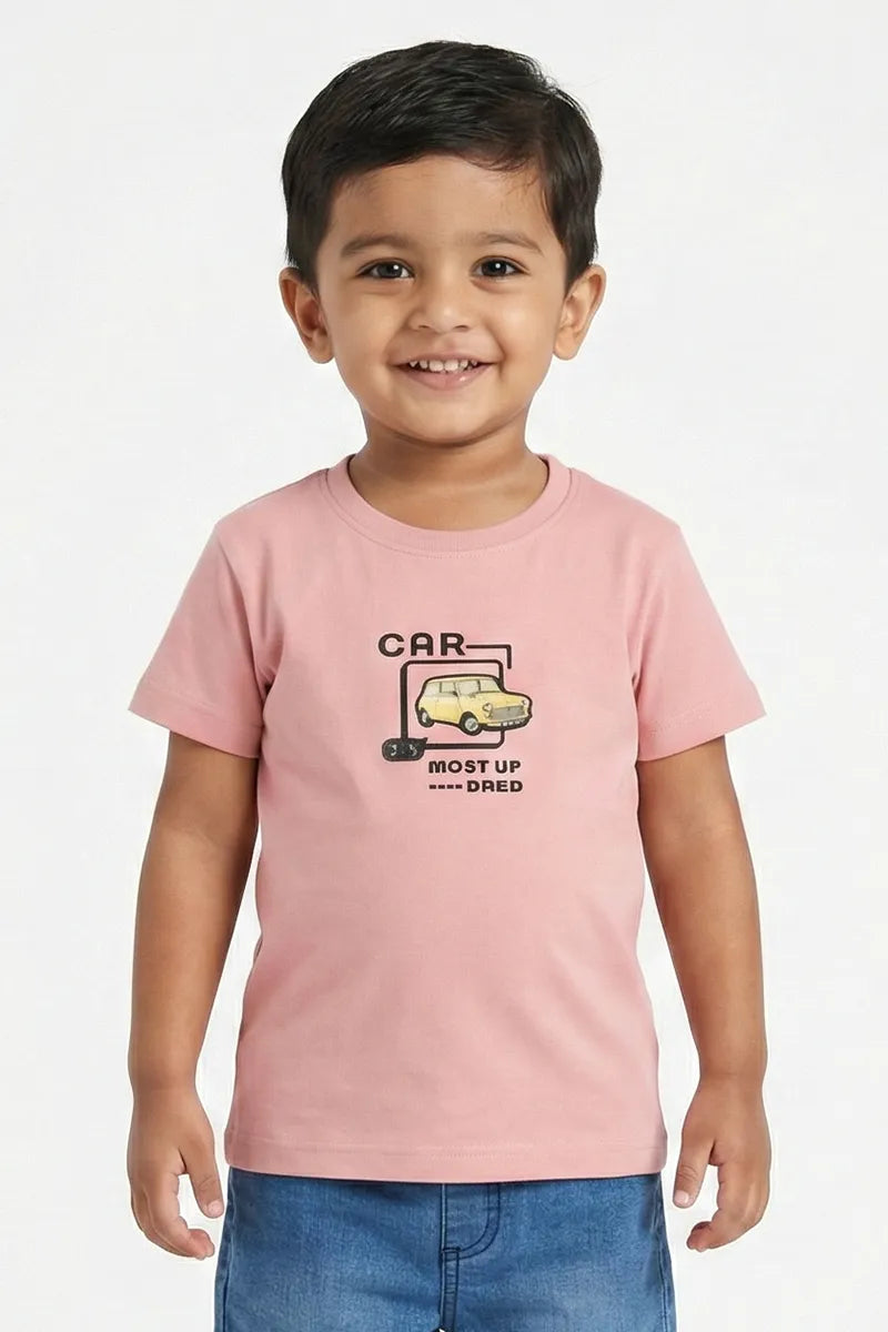 Tencel Printed T-Shirt for Boys - Dusty Pink - View 1