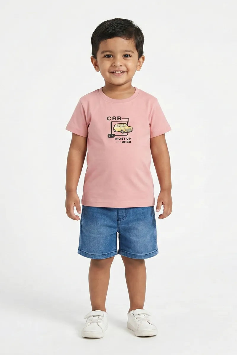 Tencel Printed T-Shirt for Boys - Dusty Pink - View 2