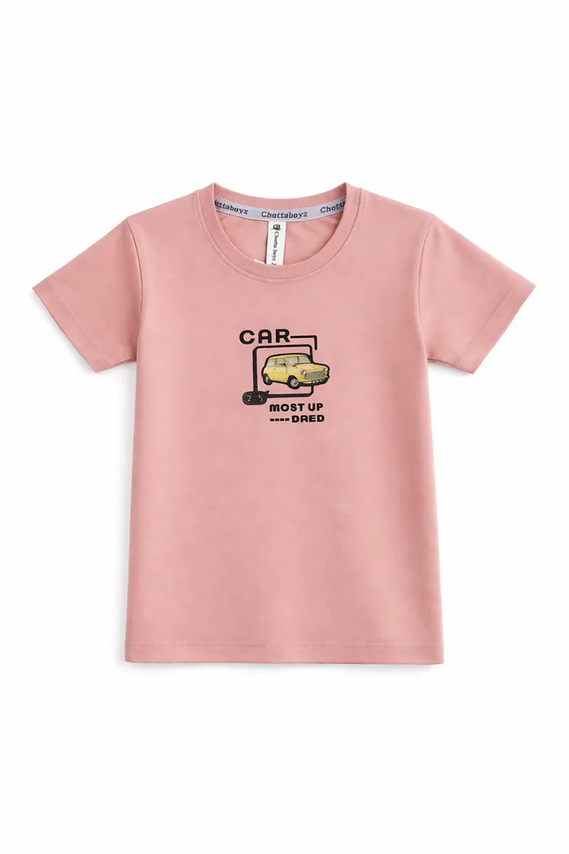 Tencel Printed T-Shirt for Boys - Dusty Pink - View 3