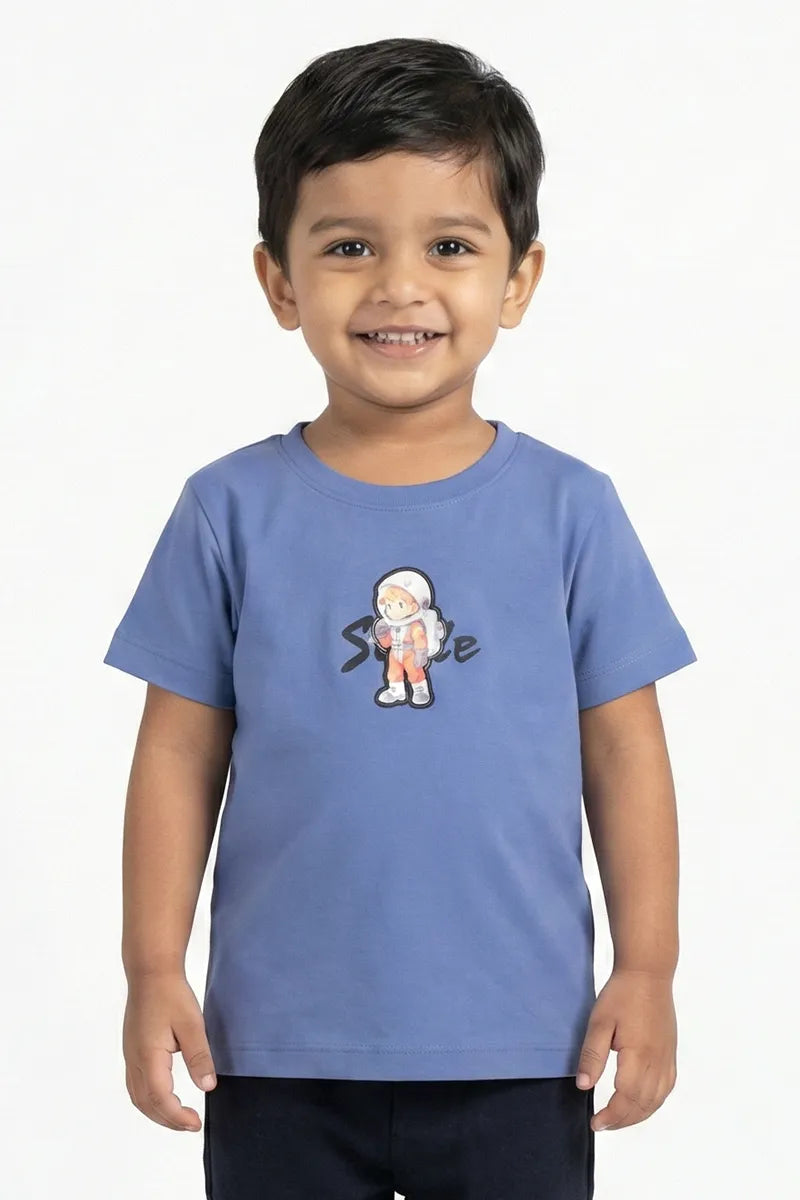 Tencel Printed T-Shirt for Boys - Blue - View 1