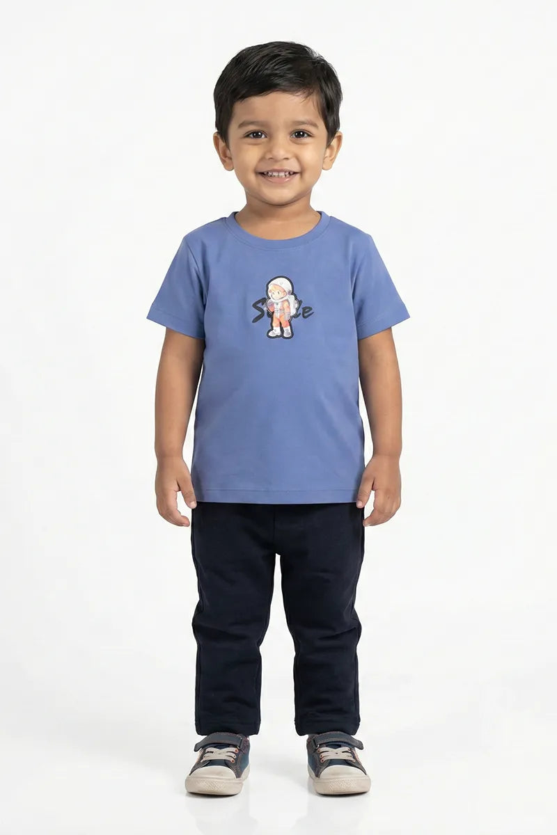 Tencel Printed T-Shirt for Boys - Blue - View 2