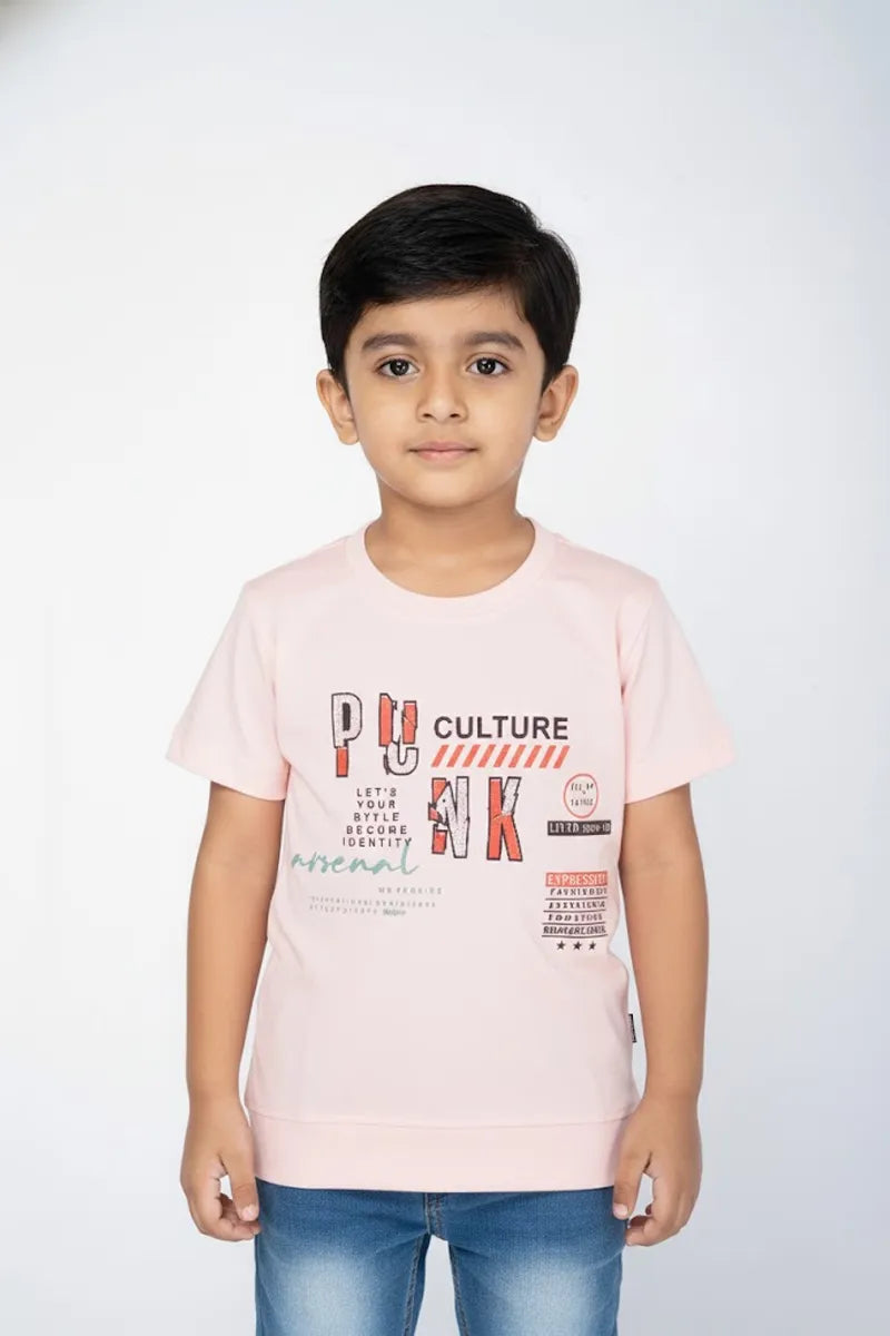 Boy's Cotton Blend Printed T-Shirt - Pink - View 1