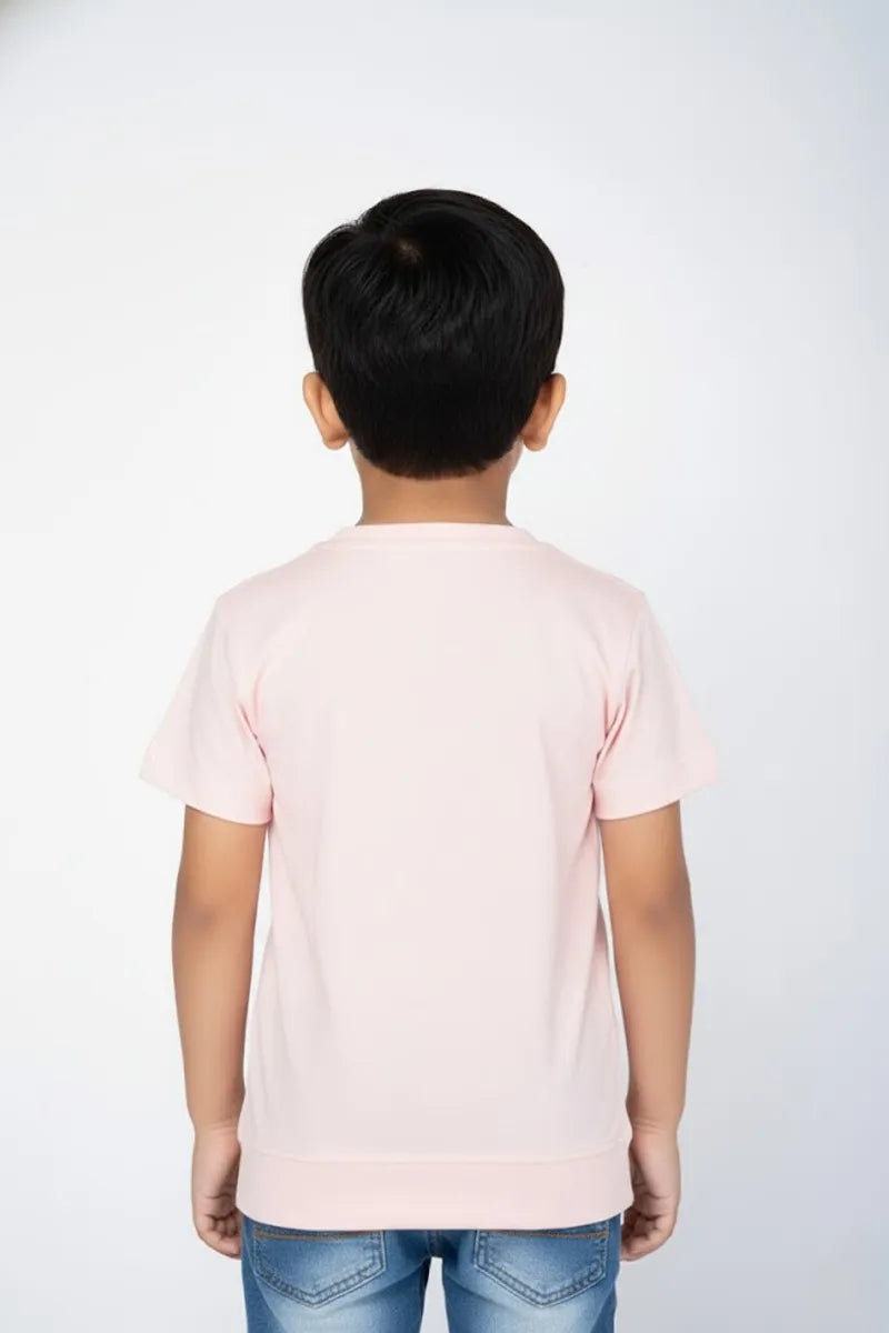 Boy's Cotton Blend Printed T-Shirt - Pink - View 2