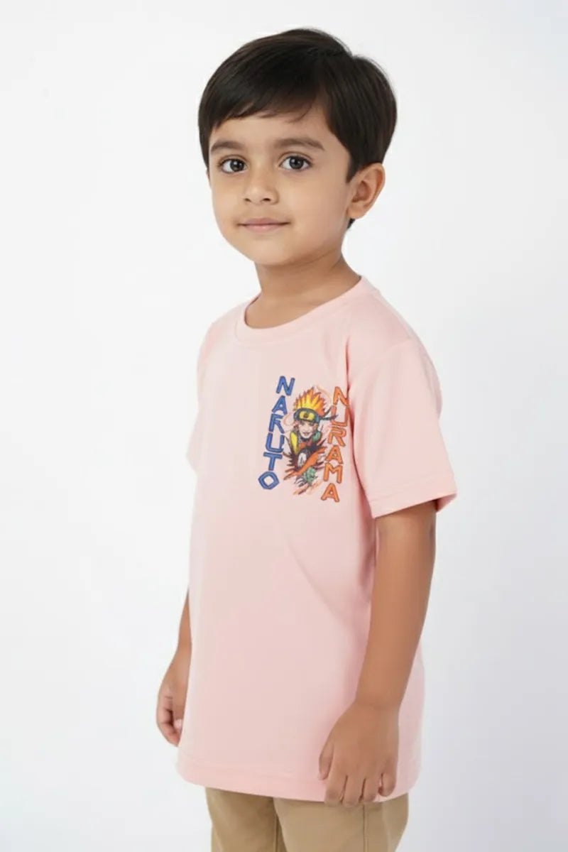 Cotton Printed T-Shirt for Boys - Peach - View 2