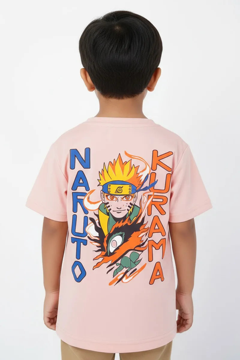 Cotton Printed T-Shirt for Boys - Peach - View 3