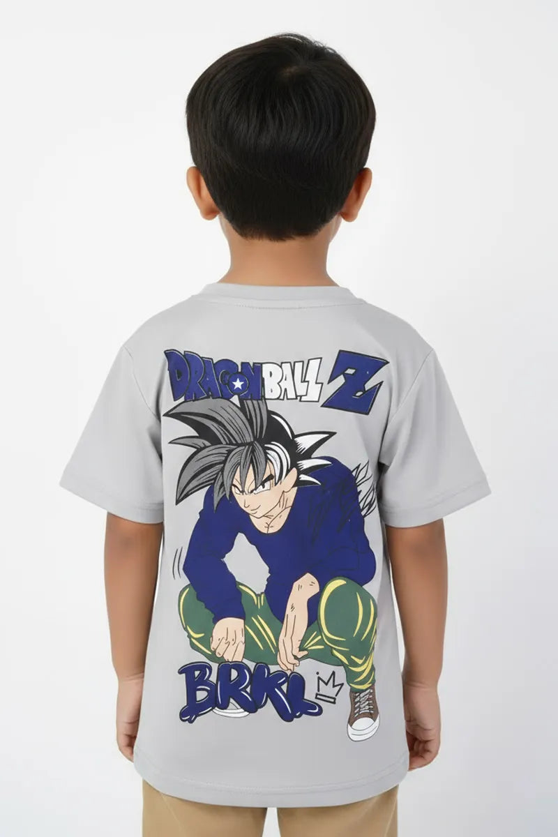 Cotton Printed T-Shirt for Boys - Light Grey - View 3