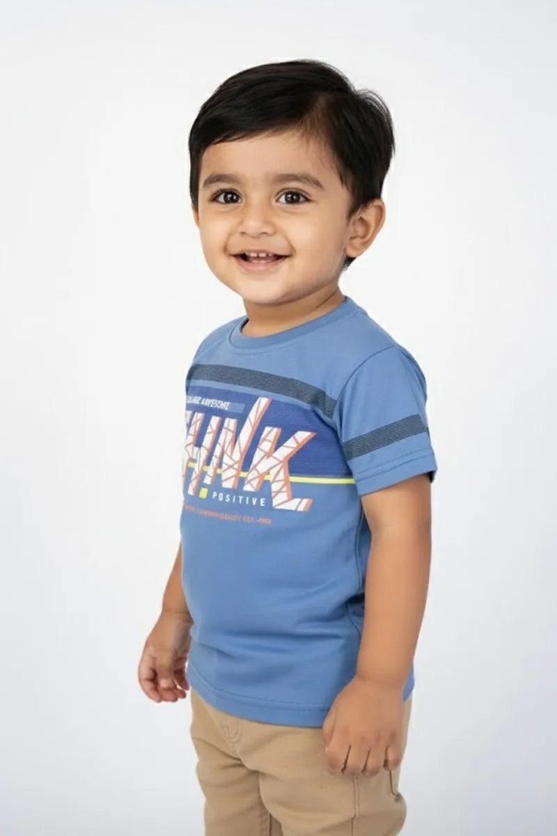 Cotton Printed T-Shirt for Boys - Blue - View 2