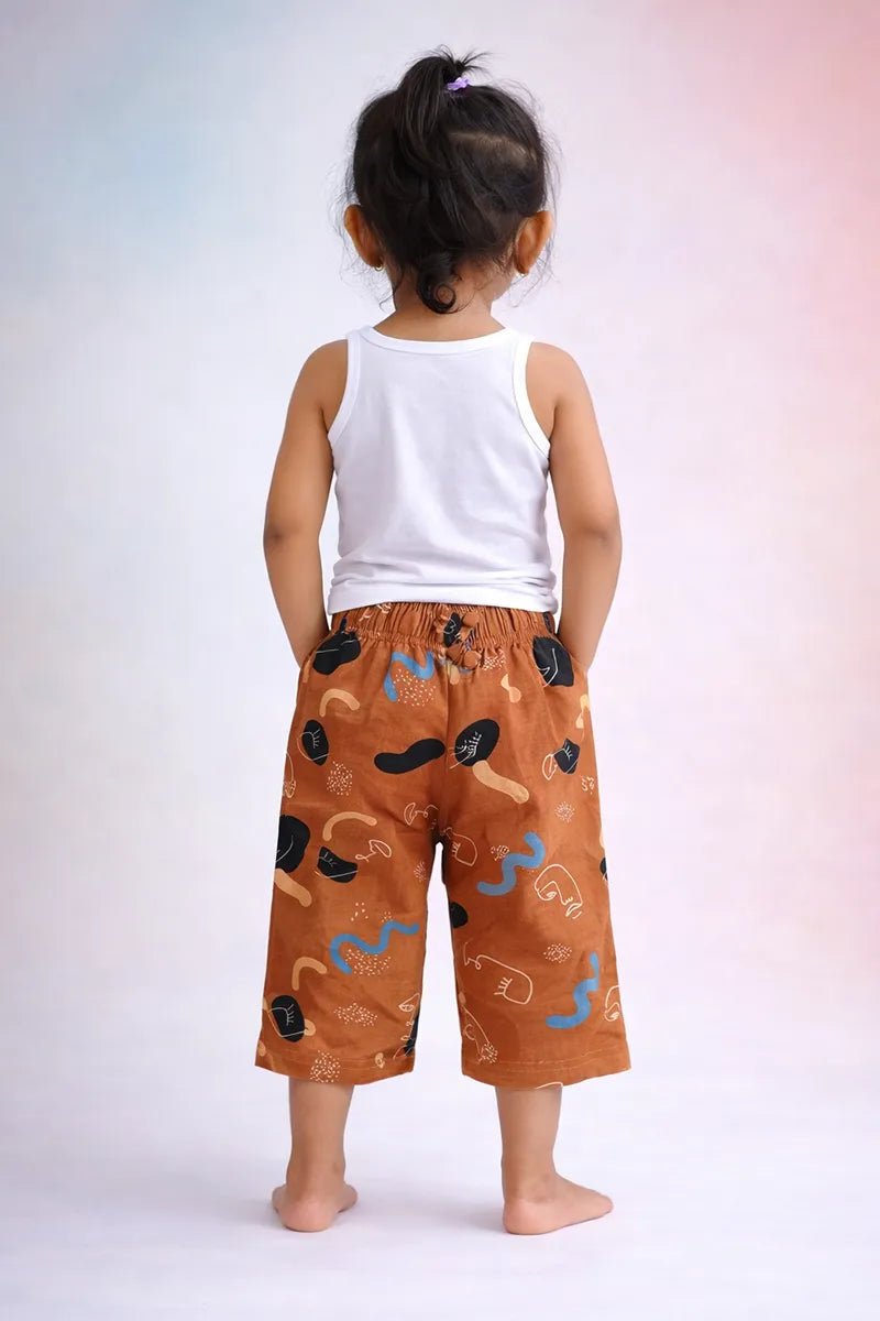 Printed Capri for Girls - Brown - View 2