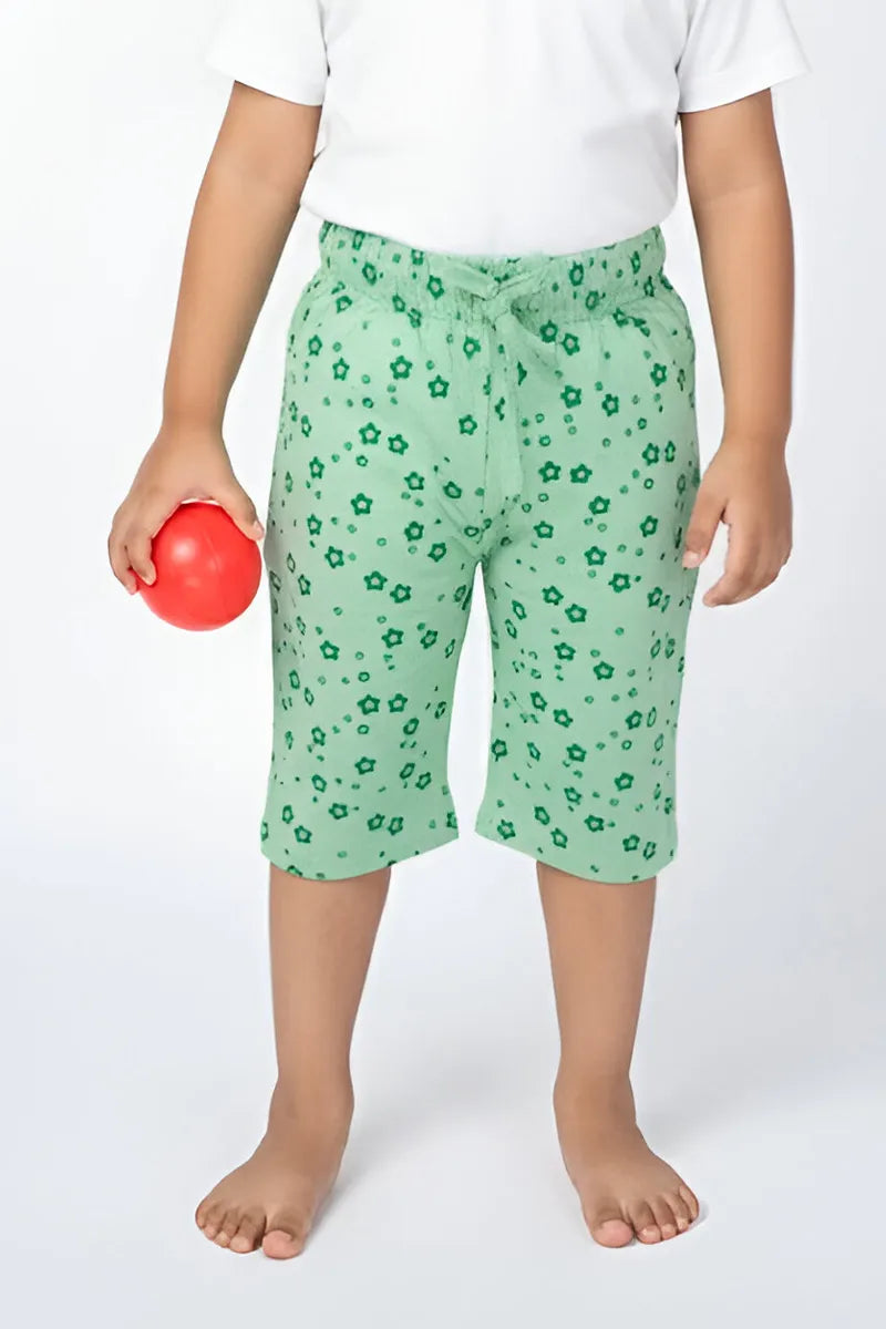 Printed Capri for Girls - Green - View 1