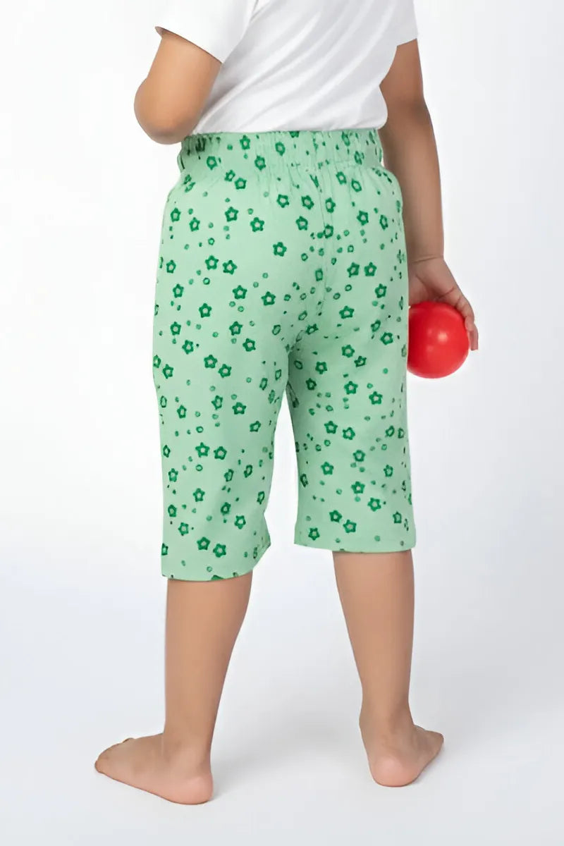 Printed Capri for Girls - Green - View 3