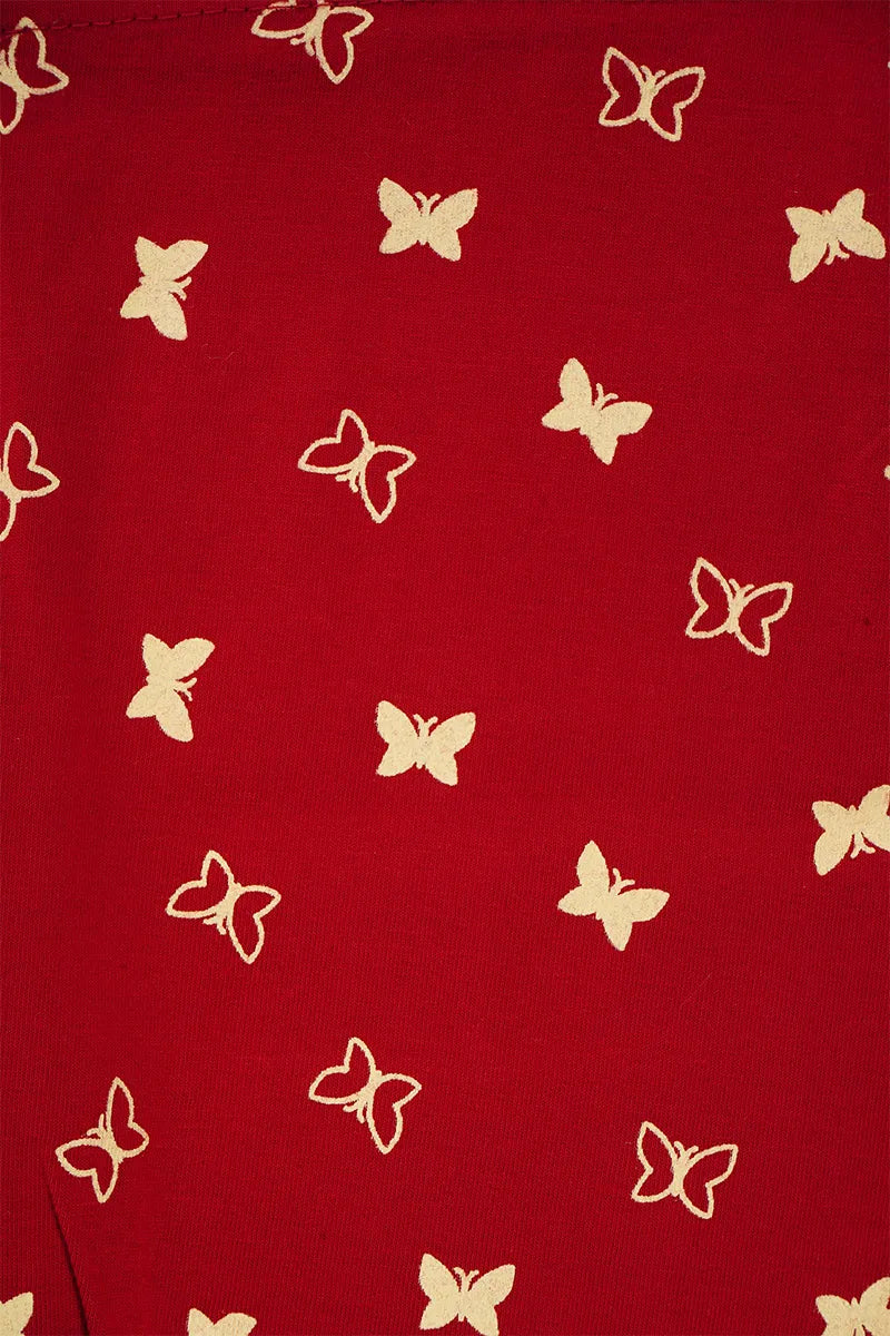 Printed Capri for Girls - Maroon - View 2